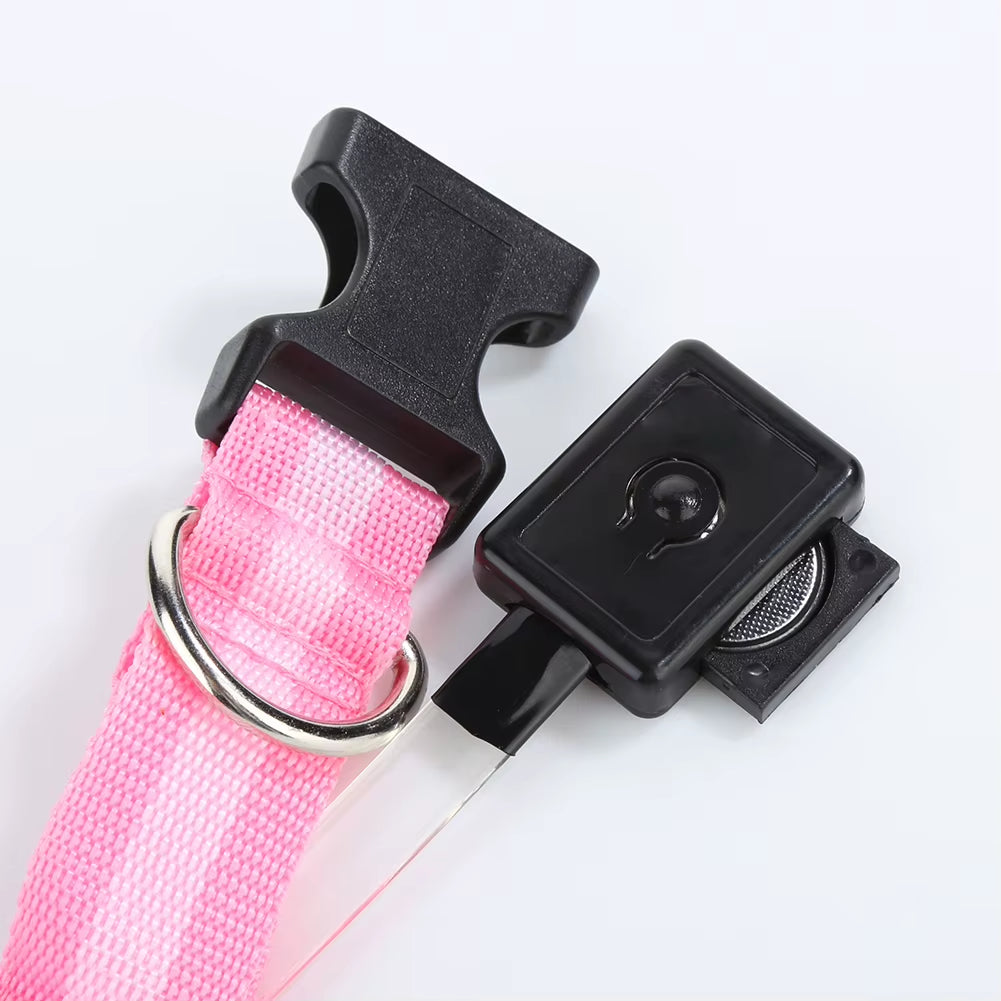 Nylon LED Glow Pet Dog Collar Pendant Night Safety Flashing Cat Dog Neck Collar Leash Luminous Adjustable Collar for Dog Walking