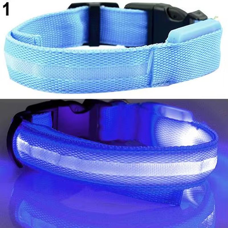 Nylon LED Glow Pet Dog Collar Pendant Night Safety Flashing Cat Dog Neck Collar Leash Luminous Adjustable Collar for Dog Walking